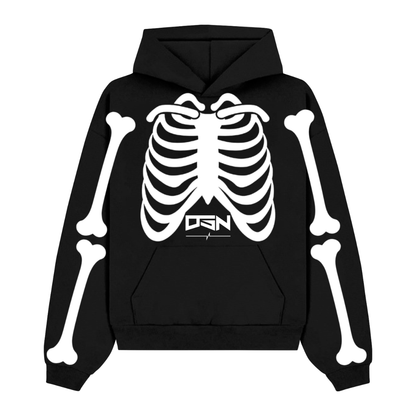 Black Skeleton Premium Heavyweight Hoodie | DREAM STATION NATION