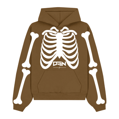 Brown Skeleton Premium Heavyweight Hoodie | DREAM STATION NATION