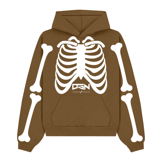 Brown Skeleton Premium Heavyweight Hoodie | DREAM STATION NATION