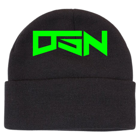 Black Beanie (Neon Green Color Scheme)