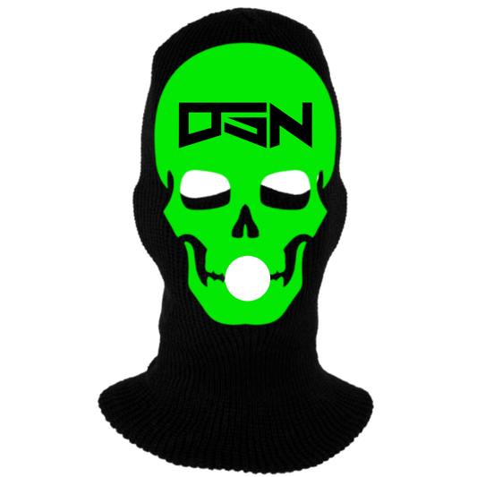 Black Skeleton Ski Mask (Neon Green Color Scheme)